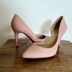 Jessica Simpson Pink Lucina Snake Livvy Embossed Pumps Heels